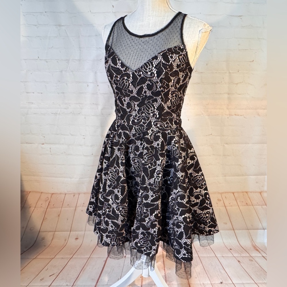 Anthropologie Dress Bird Label Cocktail Formal Black Lace Sheer Sleeveless 4 6 S